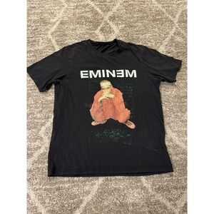 Y2K Vintage Bootleg Men's Size Large Eminem Graphic Tee Shirt Black Rap‎ Used
